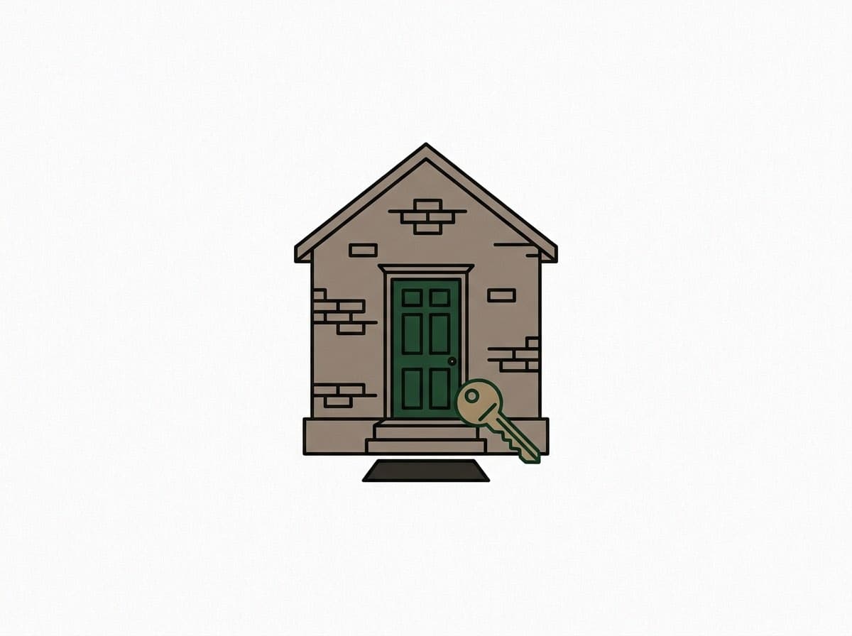 A starter home and key representing home purchase planning