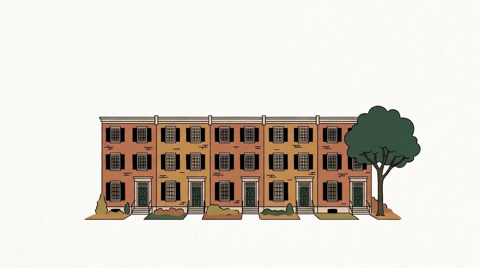 Brick townhouses in Northern Virginia